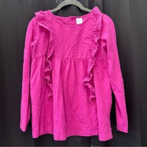Hanna Andersson Fuchsia Ruffled Long Sleeve Tee